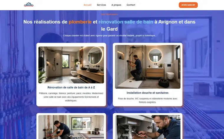 Site internet créé pour Bedan Plomberie, plombier à Avignon et dans le Gard