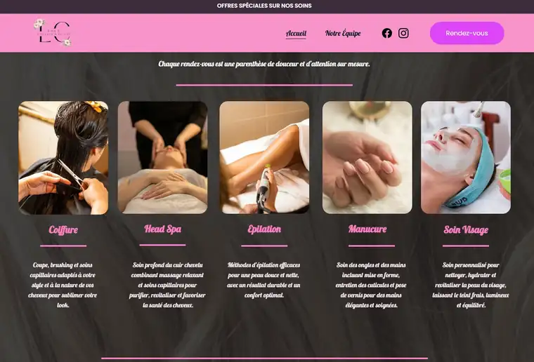 Site internet créé pour Lola Coiffure & Beauté, salon de coiffure et esthétique