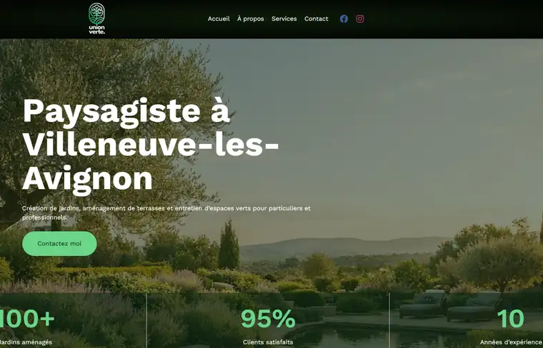 Site internet créé pour Union Verte, paysagiste à Villeneuve-lès-Avignon